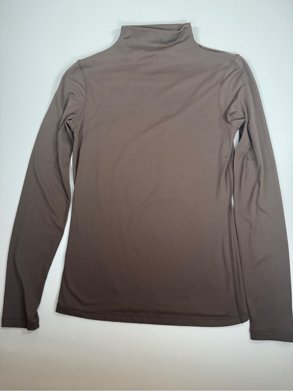Yogalicious Zenly Evelyn Top Women’s Medium Mock Neck Long Sleeve Brown Athleisu